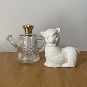Set of 2 Vintage Avon Perfume Bottles Adorable Lamb and Watering Can